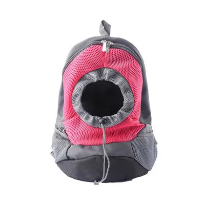 Pet sling carrier bag with breathable mesh top and PU leather bottom, available in multiple colors for small dogs and cats
