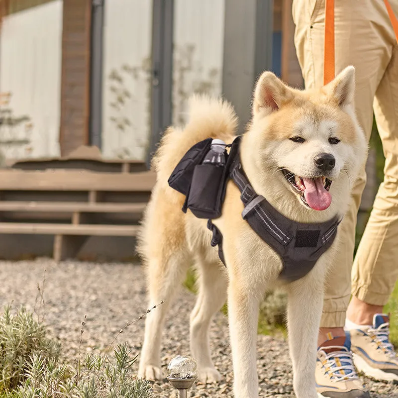 Nylon black dog chest strap harness with adjustable straps for walking, minimalist design