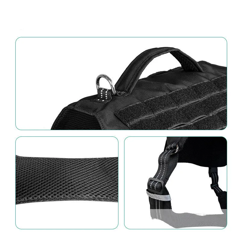 Nylon black dog chest strap harness with adjustable straps for walking, minimalist design