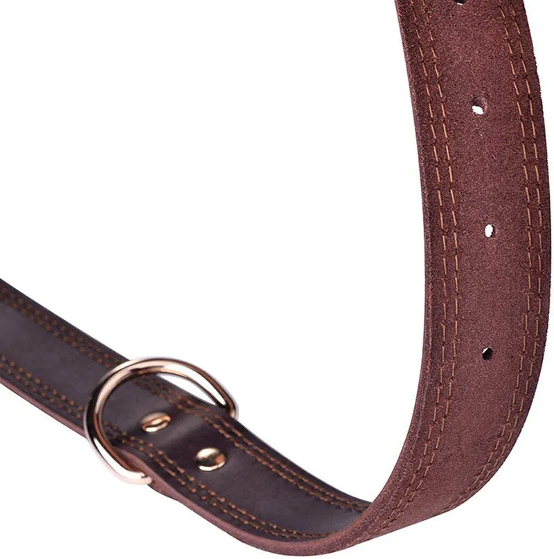 Genuine cowhide dog collar in black available in sizes S, M, L for medium and large dogs