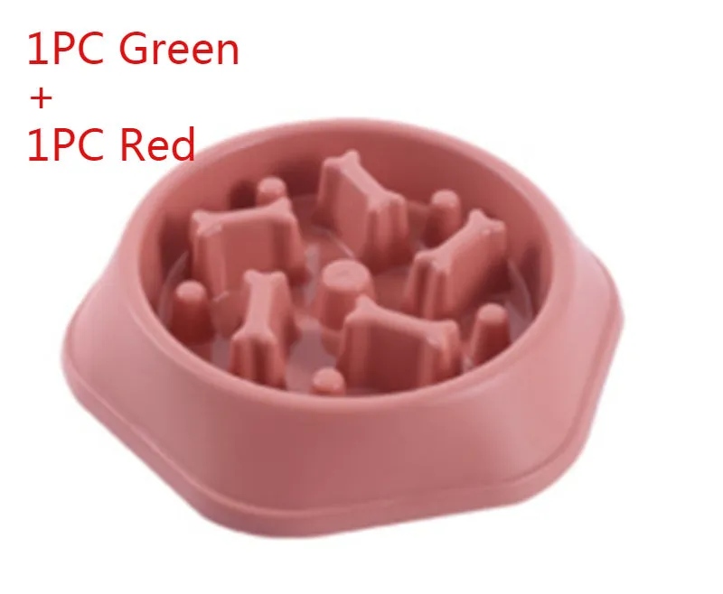 Home Style Bone Choke Prevention Slow Food Bowl Dog Bowl in blue plastic with raised bone obstacles for slower eating