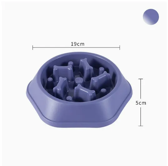 Home Style Bone Choke Prevention Slow Food Bowl Dog Bowl in blue plastic with raised bone obstacles for slower eating
