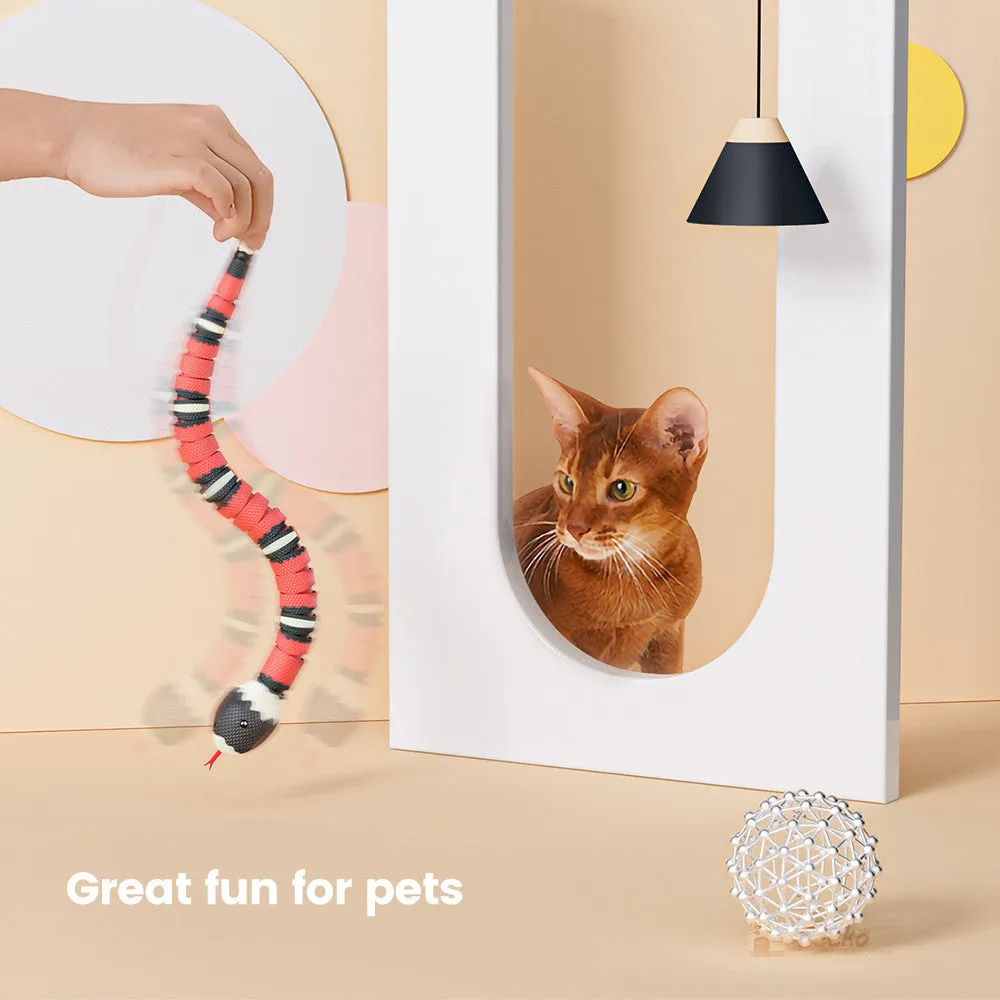 Tricky interactive sleeping electric induction snake toy, 40cm plastic, snake colour, realistic movement prank toy