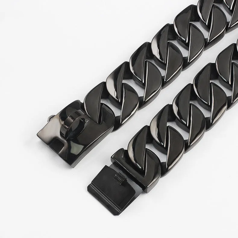 Stainless steel dog collar chain with electroplated finish for large bully pets, available in multiple sizes from 30 to 75 cm