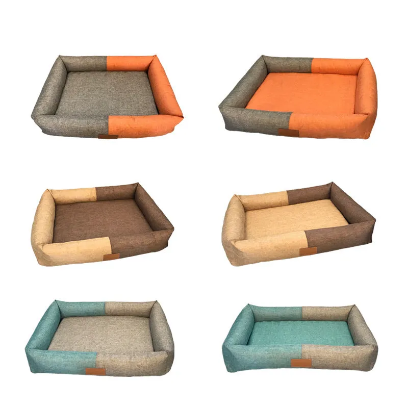 Pet mat in imitation linen with sponge pad, gray green colour, 62x45x14cm size