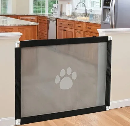 Black dog gate fence isolation net 80cm high portable assembled pet safety barrier