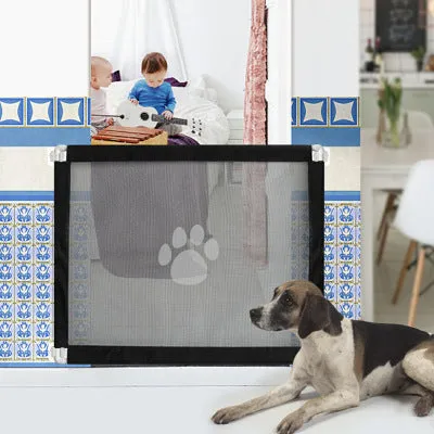 Black dog gate fence isolation net 80cm high portable assembled pet safety barrier