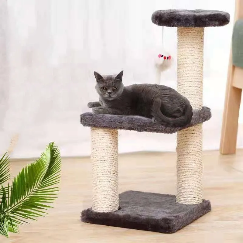 Cat climbing frame with plush material 41cm high dark gray
