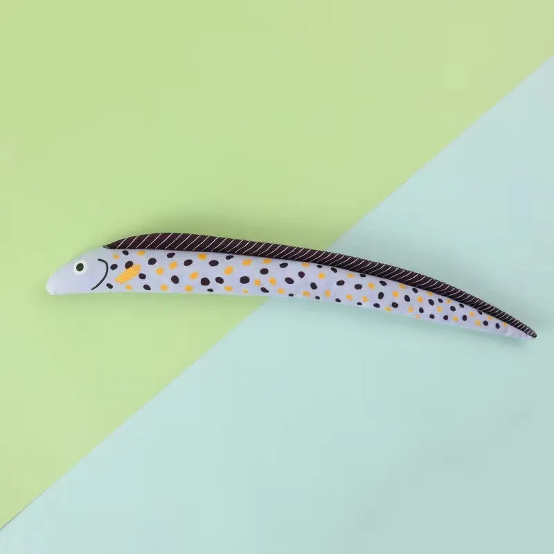 Soft polyester cat toy with ringing paper fish and catnip in agave colour