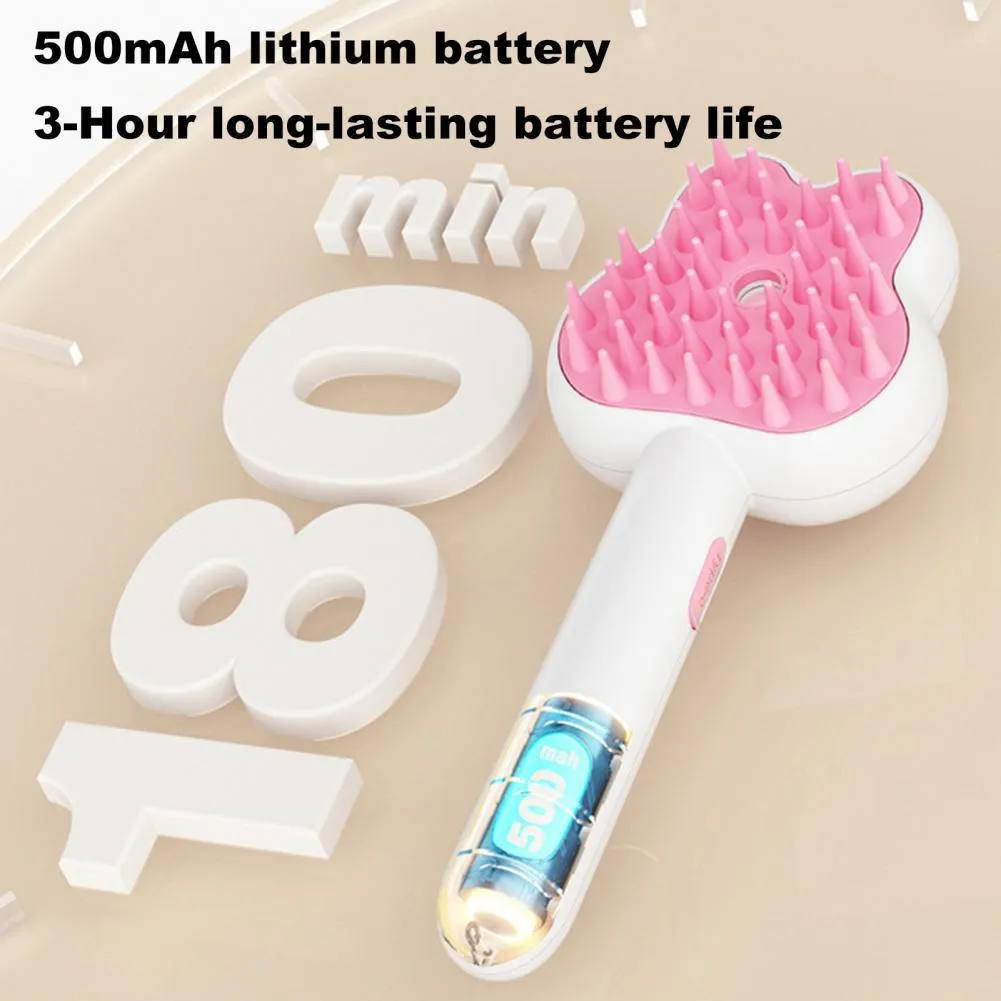 Rechargeable cat steam brush grooming tool in green colour with long handle