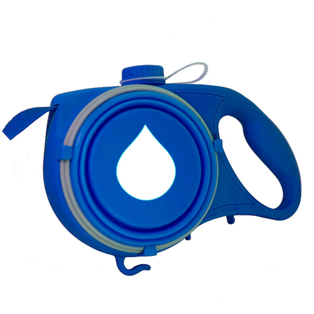 Outdoor portable traction rope with built-in water bottle in blue colour