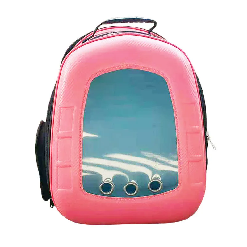 Yellow pet capsule backpack for cats and small dogs, 35x24x40cm, with transparent front dome
