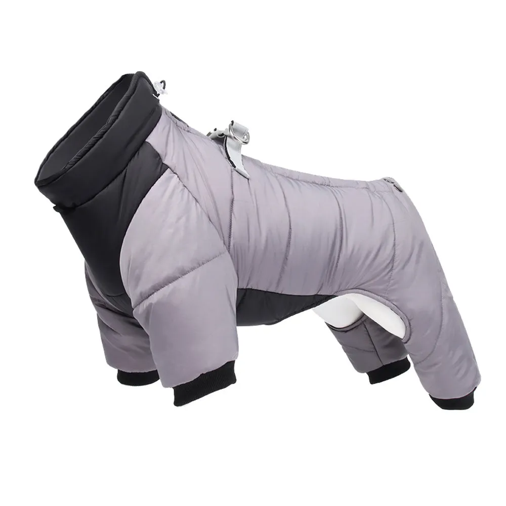 Winter thicken dog coat four-legged style fleece lining reflective flat rope for small to medium dogs