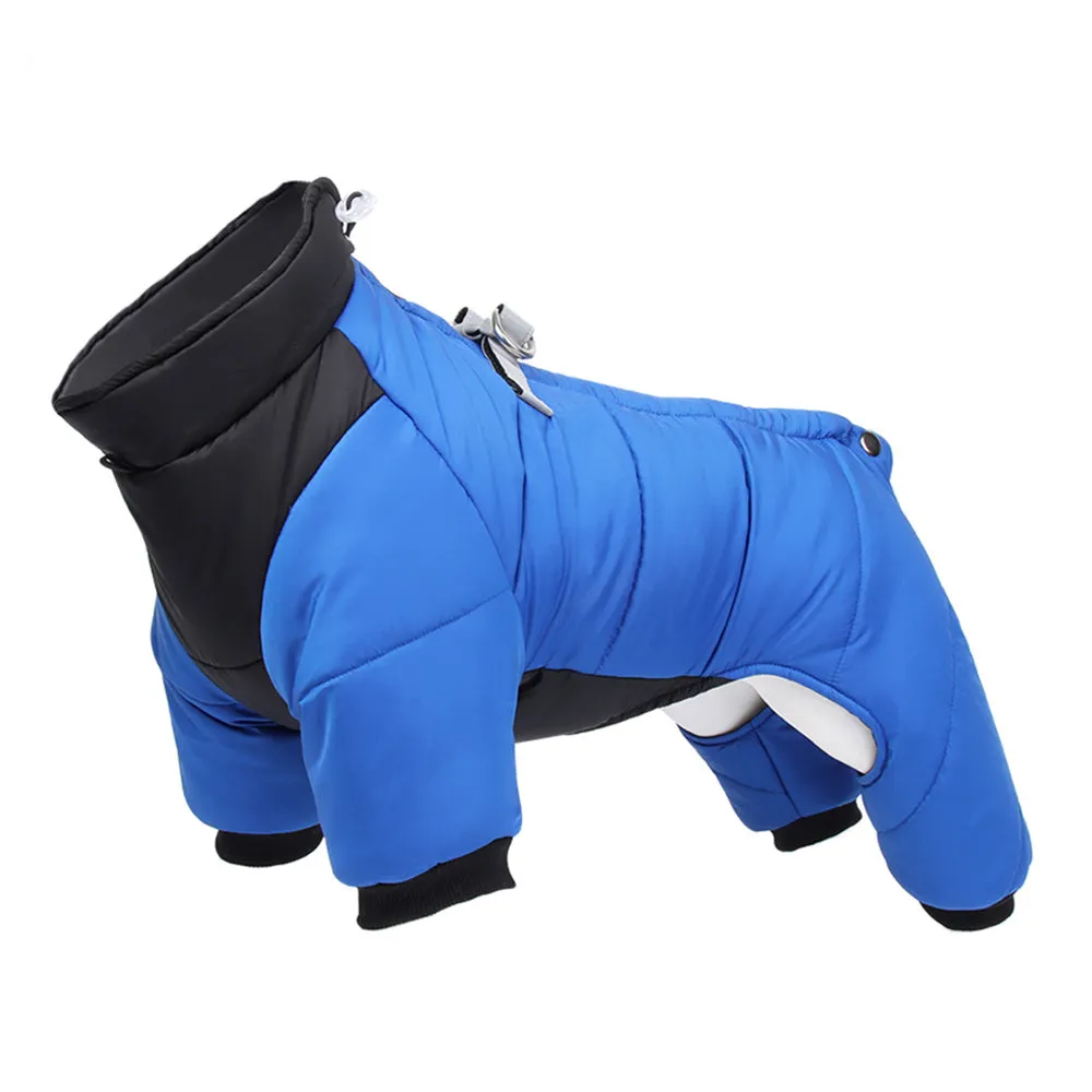 Winter thicken dog coat four-legged style fleece lining reflective flat rope for small to medium dogs
