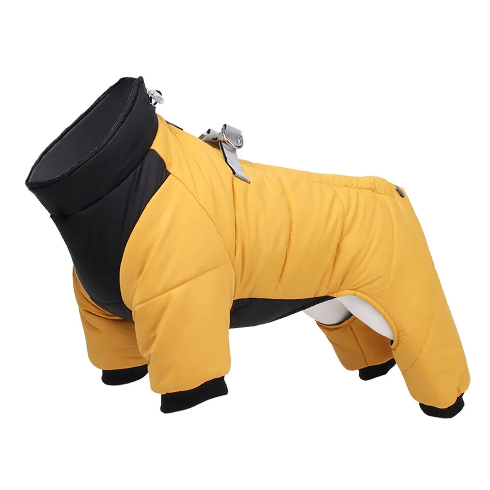 Winter thicken dog coat four-legged style fleece lining reflective flat rope for small to medium dogs