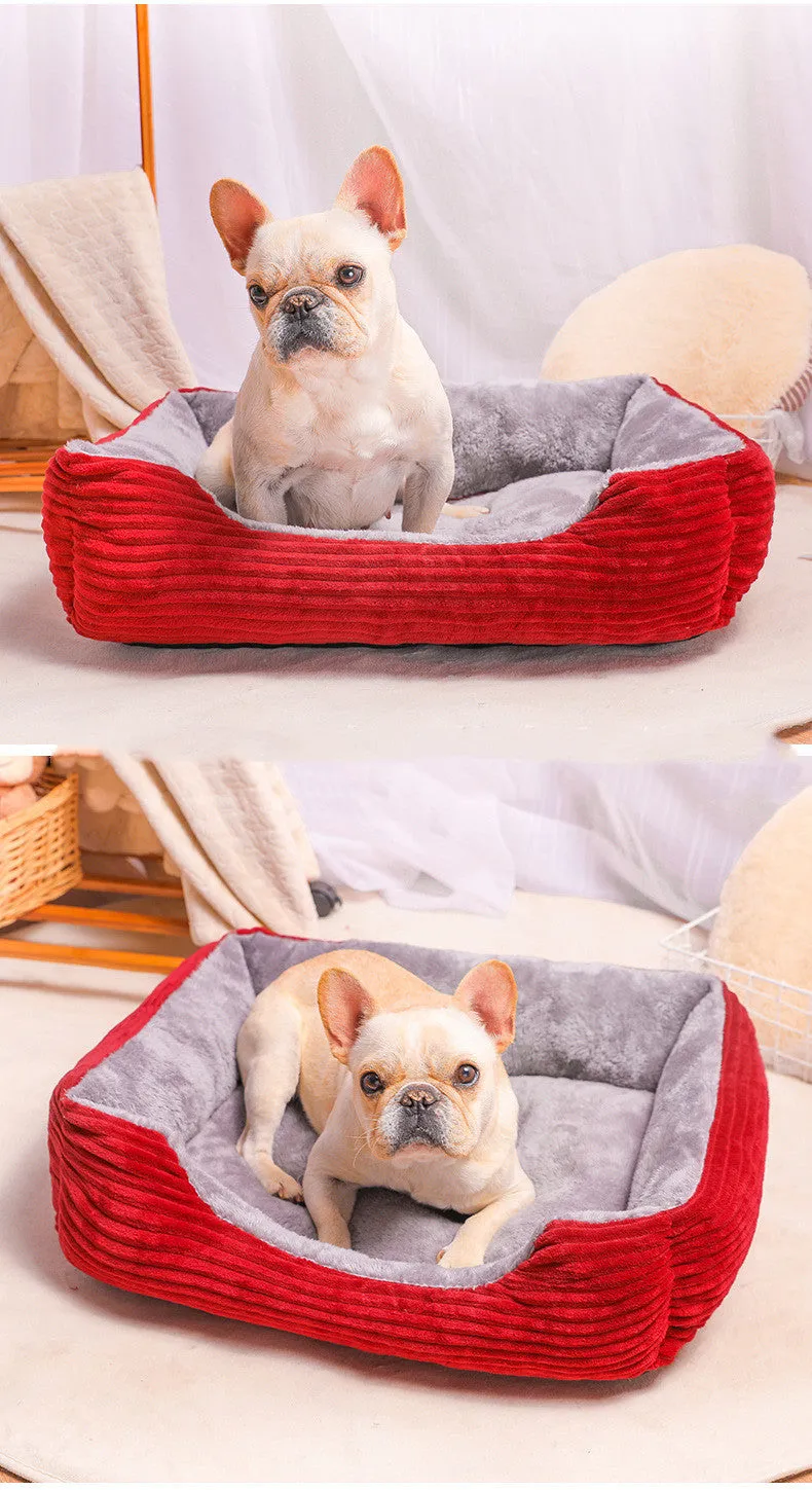 Plush cloth dog bed pet nest for small to large dogs, available in sizes 45cm to 90cm, grey colour