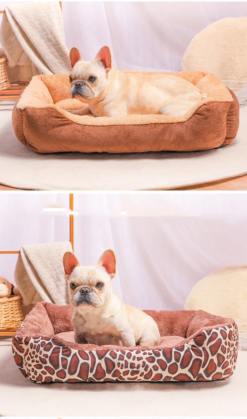 Plush cloth dog bed pet nest for small to large dogs, available in sizes 45cm to 90cm, grey colour
