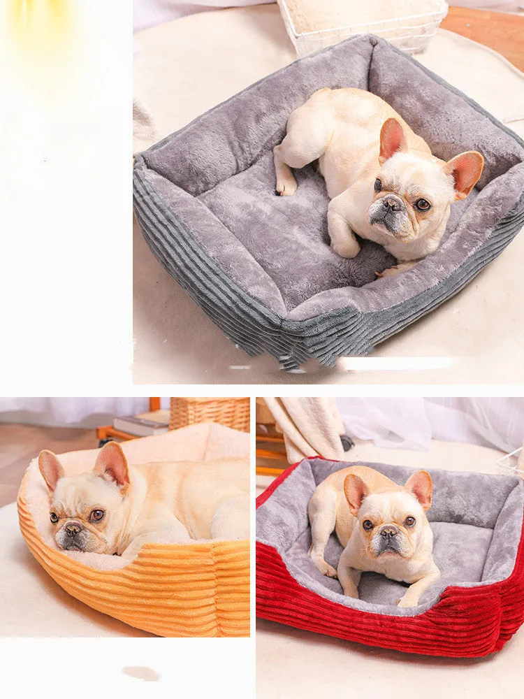 Plush cloth dog bed pet nest for small to large dogs, available in sizes 45cm to 90cm, grey colour
