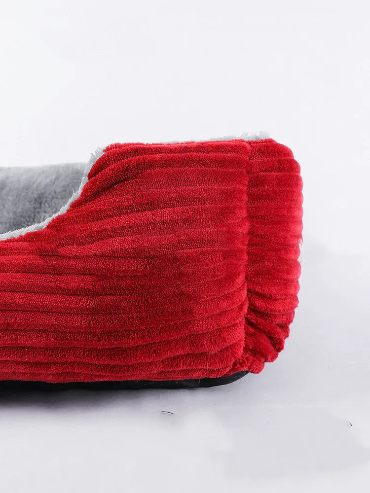 Plush cloth dog bed pet nest for small to large dogs, available in sizes 45cm to 90cm, grey colour