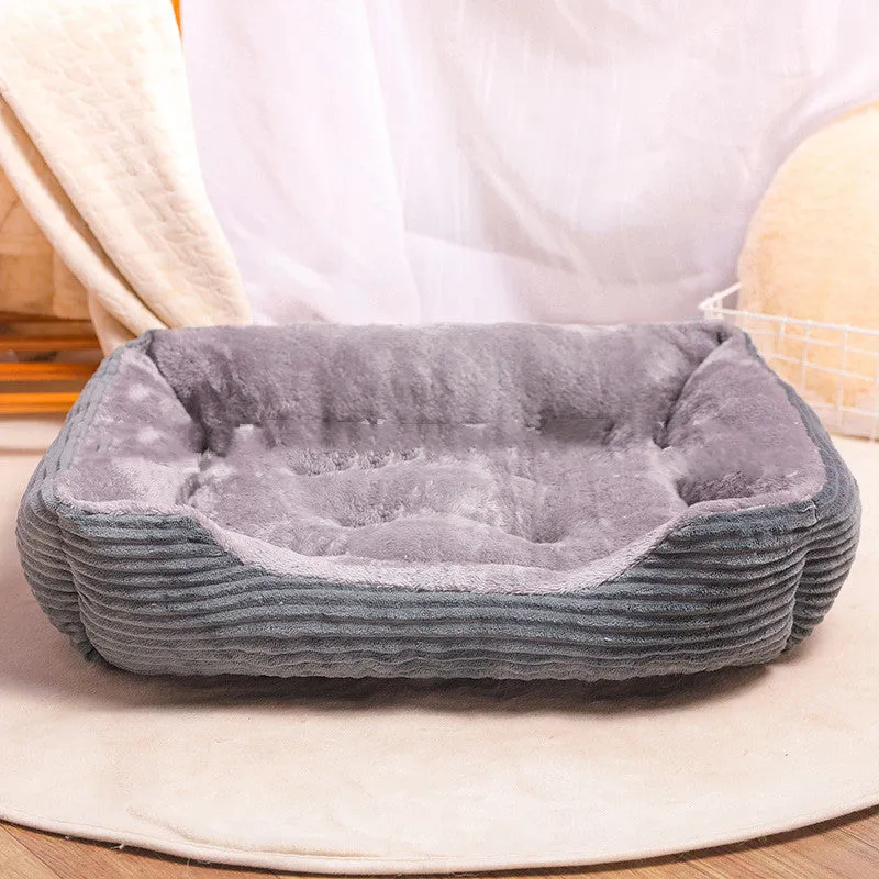 Plush cloth dog bed pet nest for small to large dogs, available in sizes 45cm to 90cm, grey colour