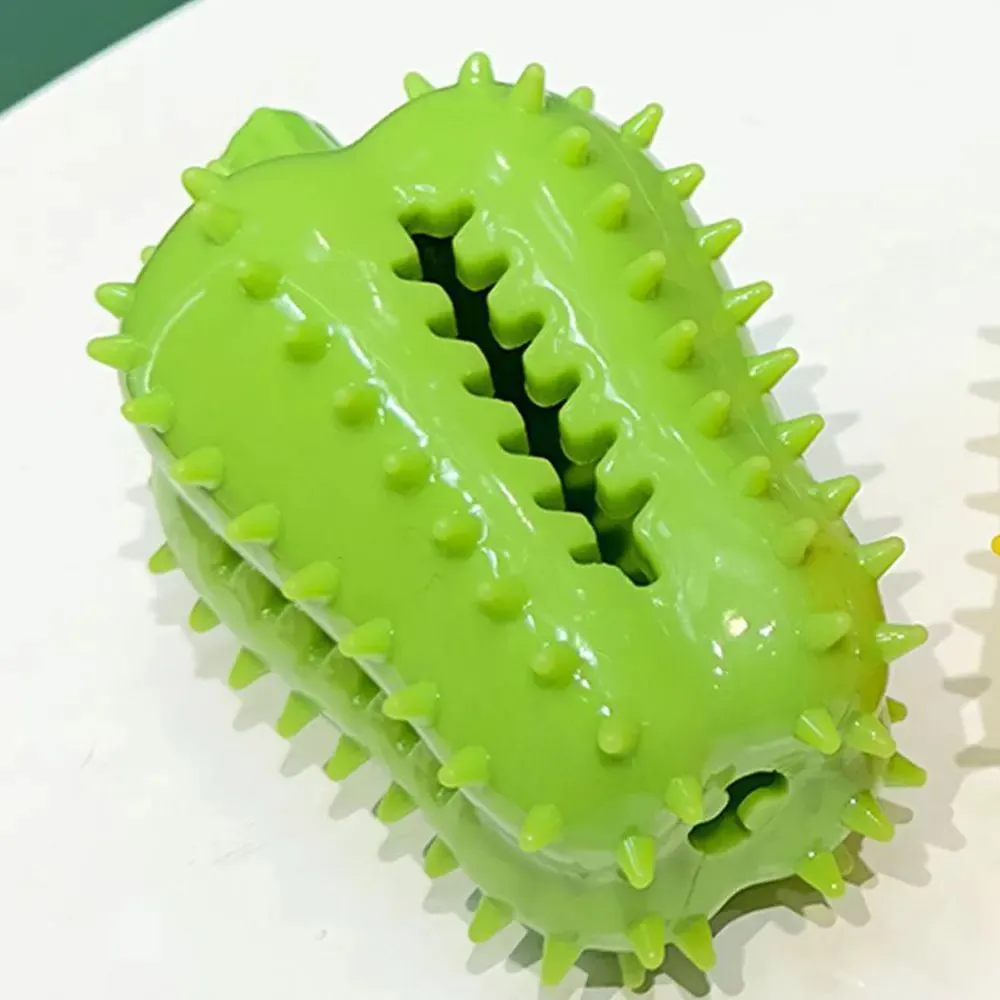 Interactive dog teething chili chewers toy in green, red, and yellow; non-toxic TPR rubber, 10x5.2cm