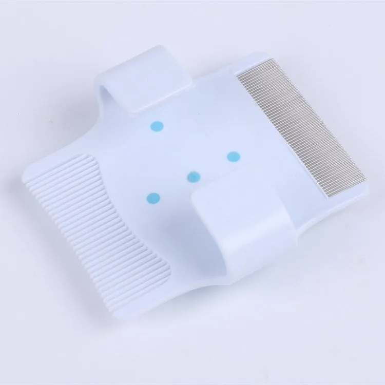 Blue multifunctional dog grooming comb with floating hair removal and massage nodules