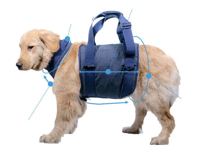 Dark blue Oxford cloth dog traction belt with reflective strips, adjustable harness for walking