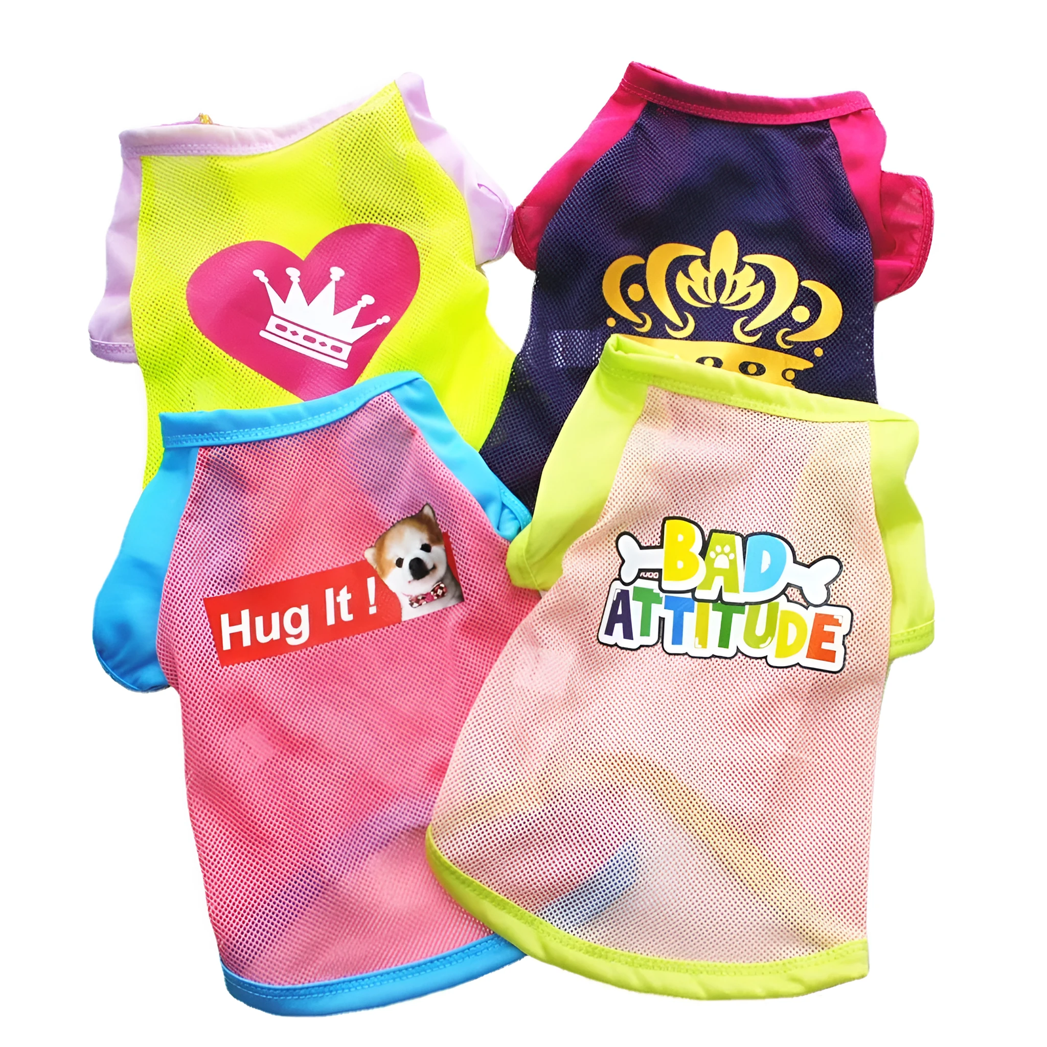 Cotton pet vest for small dogs and cats in various colours including orange, green, pink, blue