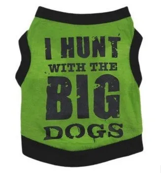 Cotton pet vest for small dogs and cats in various colours including orange, green, pink, blue