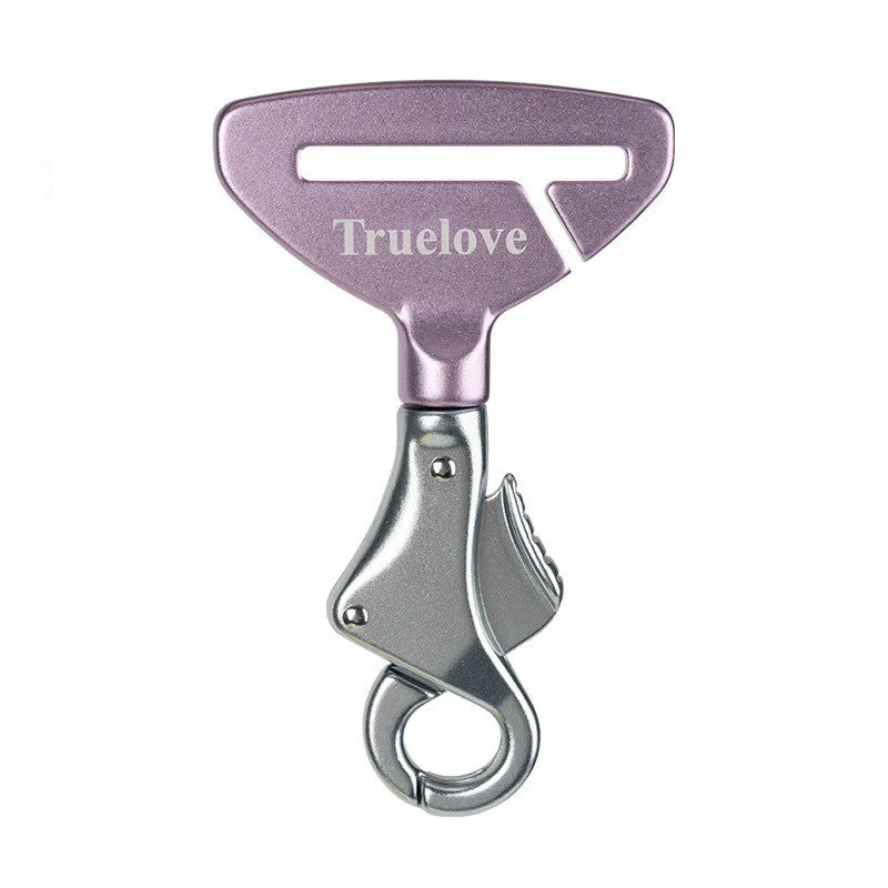 Pet safety buckle made of aluminium alloy, 12.5cm long and 7cm wide, shown in black colour