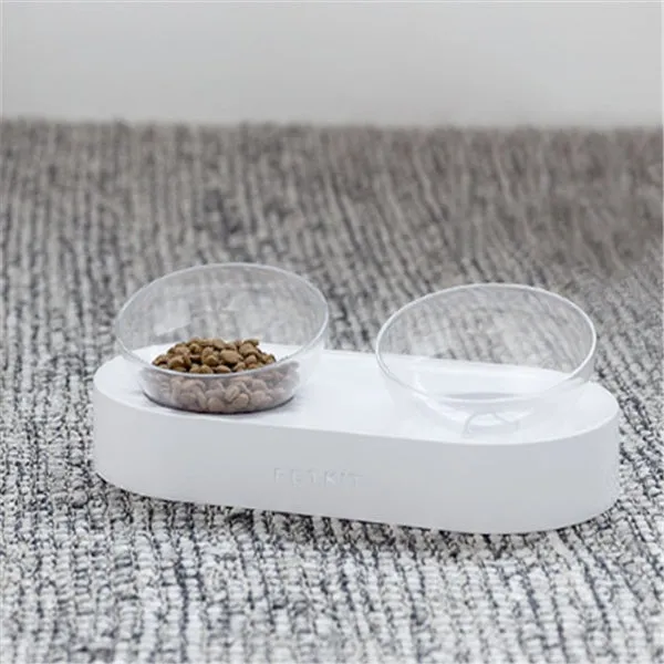 15° adjustable cat bowl set single and double food bowl PC ABS plastic anti-overfill design