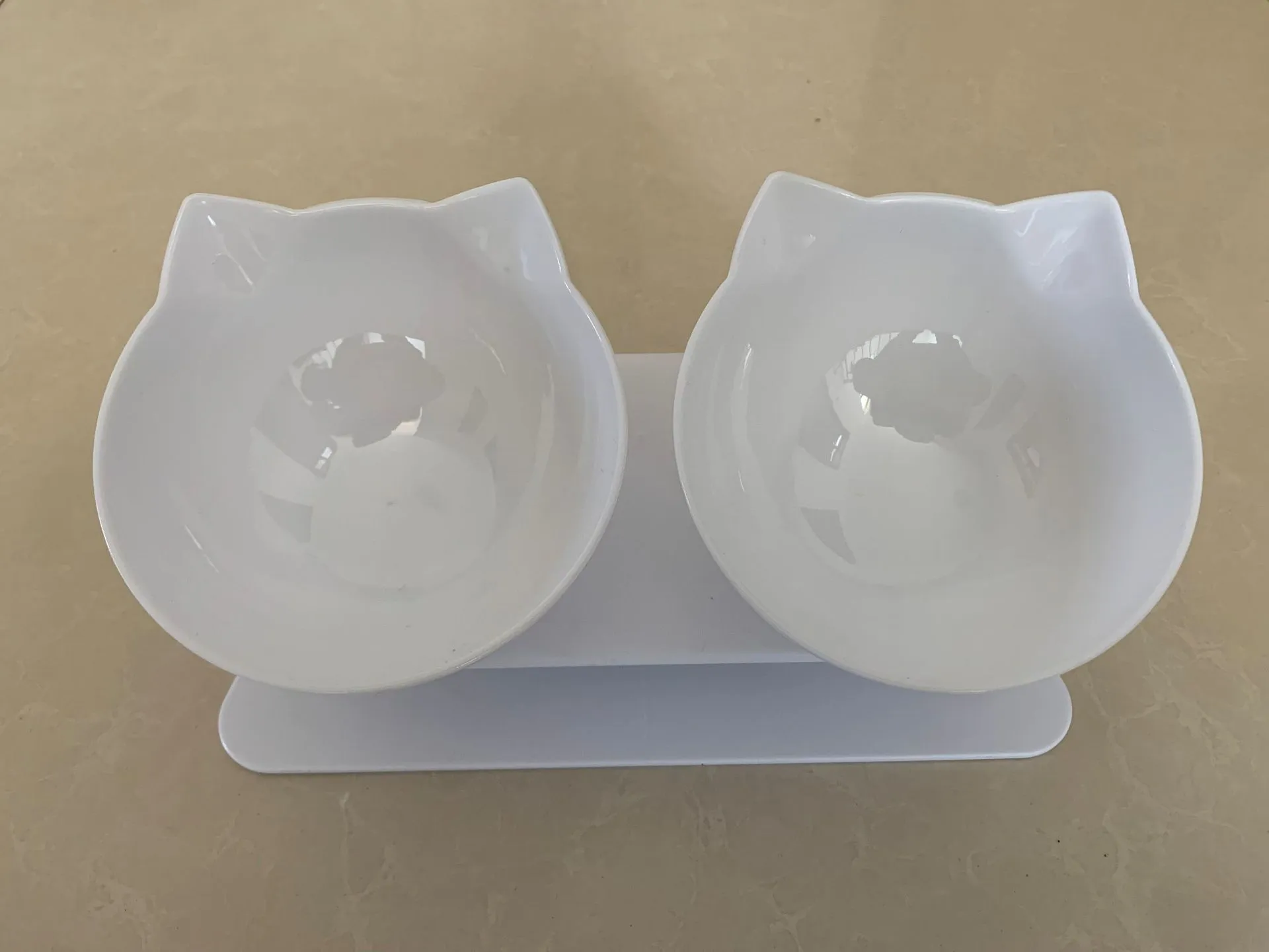 15° adjustable cat bowl set single and double food bowl PC ABS plastic anti-overfill design
