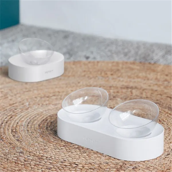 15° adjustable cat bowl set single and double food bowl PC ABS plastic anti-overfill design