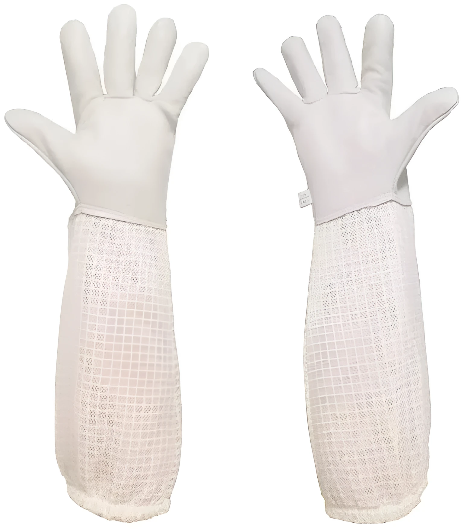 Three-layer breathable mesh sheepskin anti-bee gloves with cowhide and rubber reinforcement for beekeeping