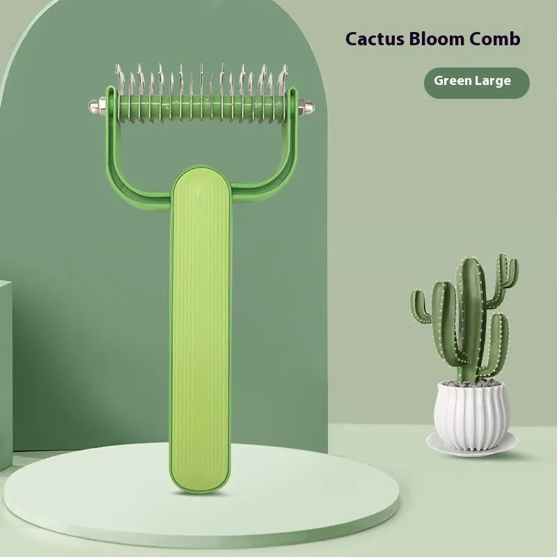 Green and grey dog de-matting combs in two sizes with stainless steel blades.