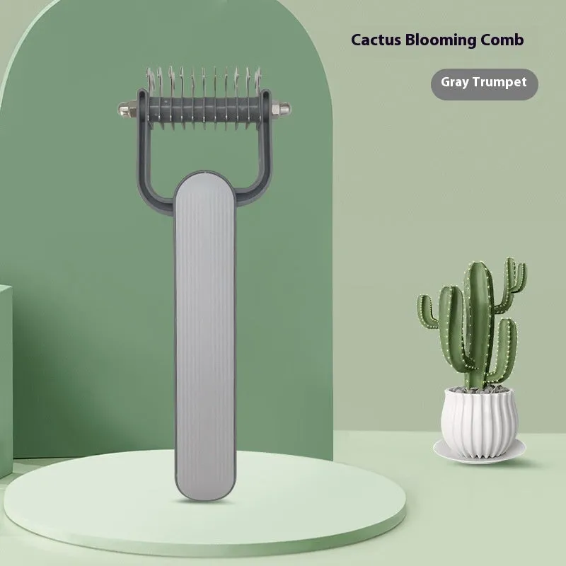 Green and grey dog de-matting combs in two sizes with stainless steel blades.