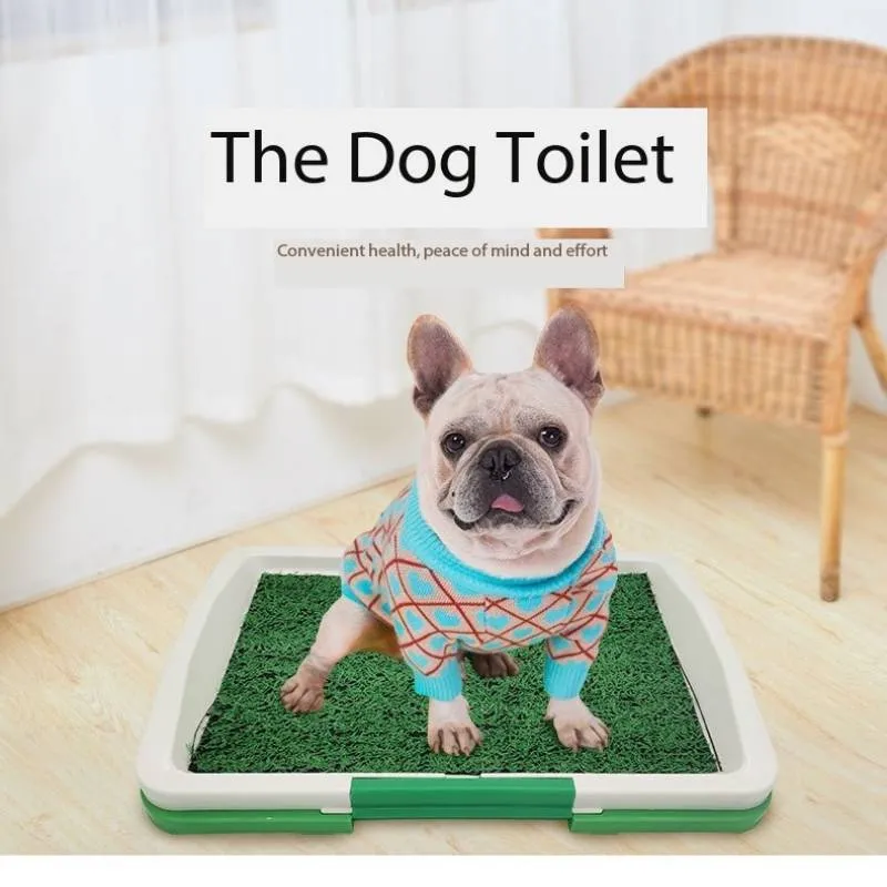 Green turf dog grass patch indoor toilet trainer with three-layer construction for puppy potty training