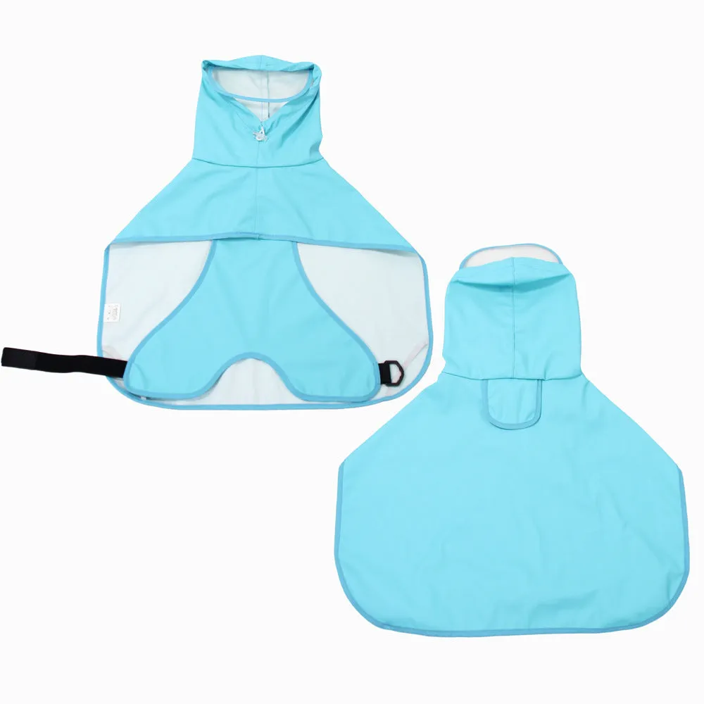 Dog raincoat with transparent hood and bellyband, waterproof PU material, Egg Yolk Man colour