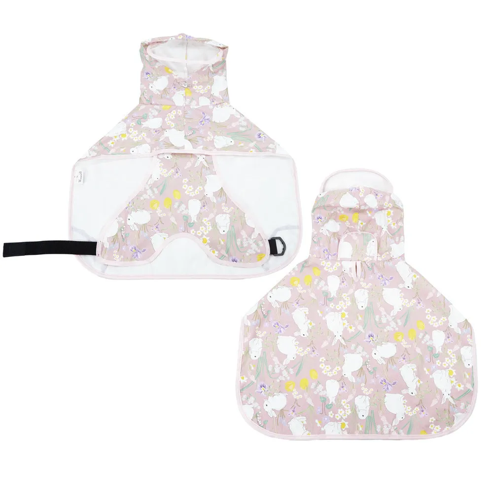 Dog raincoat with transparent hood and bellyband, waterproof PU material, Egg Yolk Man colour
