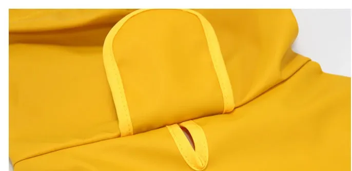 Dog raincoat with transparent hood and bellyband, waterproof PU material, Egg Yolk Man colour