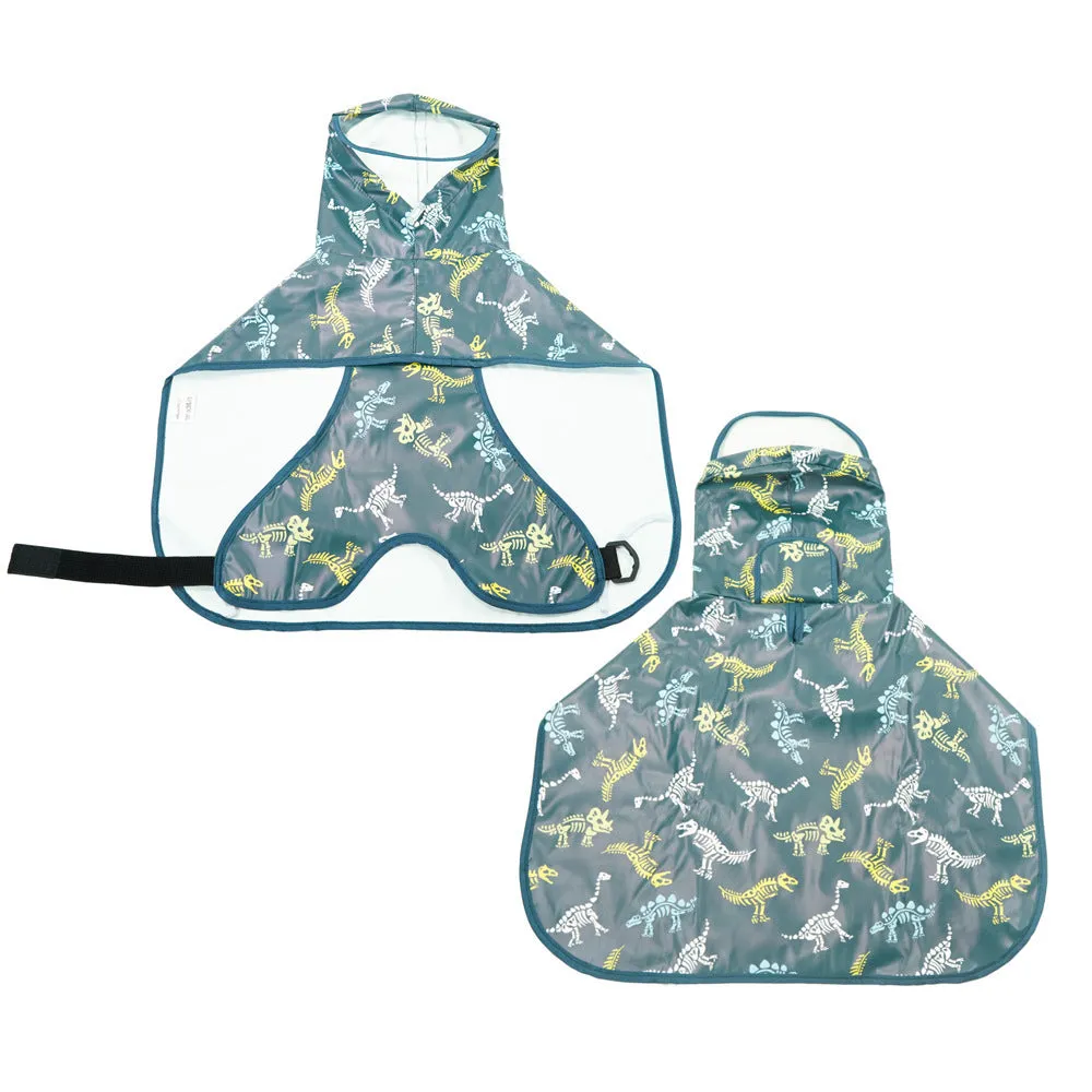 Dog raincoat with transparent hood and bellyband, waterproof PU material, Egg Yolk Man colour