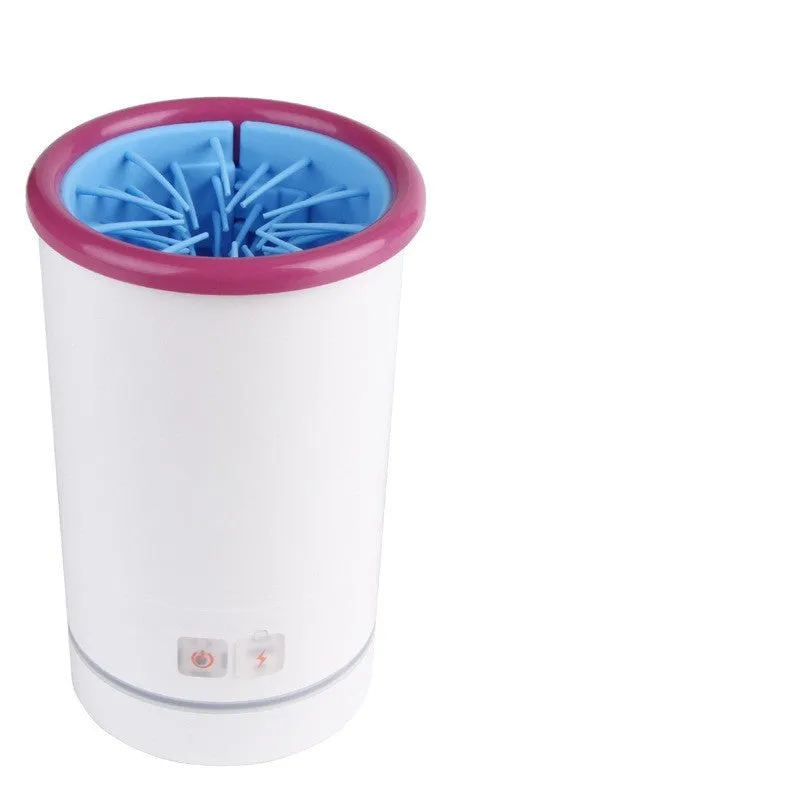 Automatic Pet Foot Washing Cup with silicone brush, USB power, available in three sizes S M L, colour Black Blue and White Blue