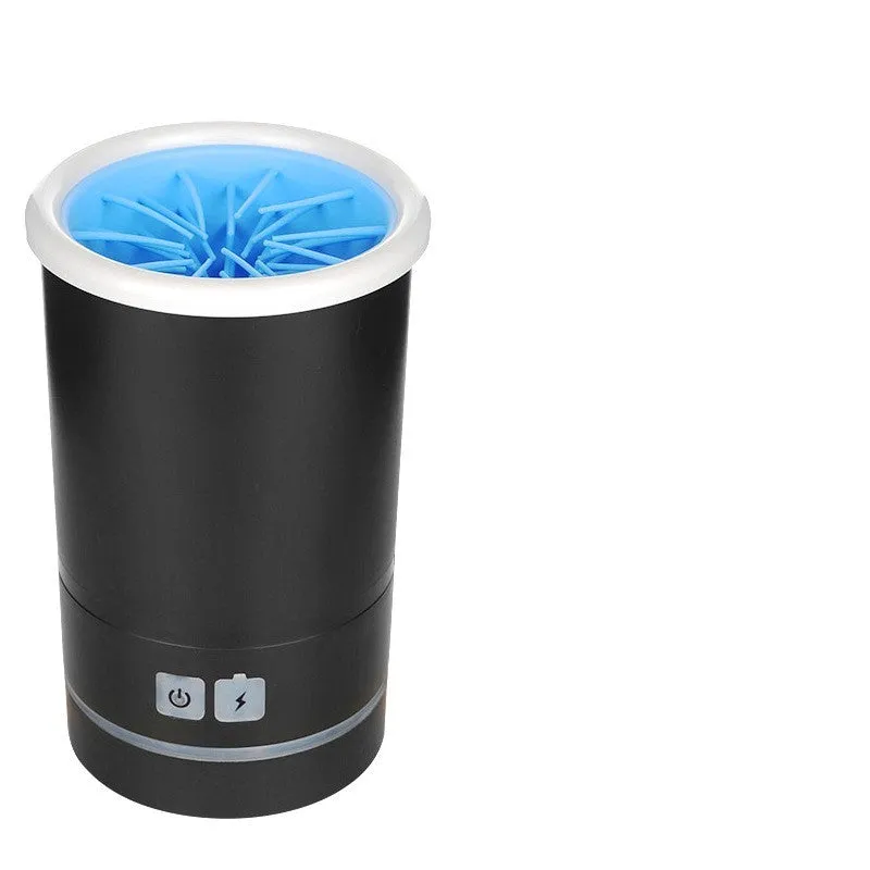 Automatic Pet Foot Washing Cup with silicone brush, USB power, available in three sizes S M L, colour Black Blue and White Blue