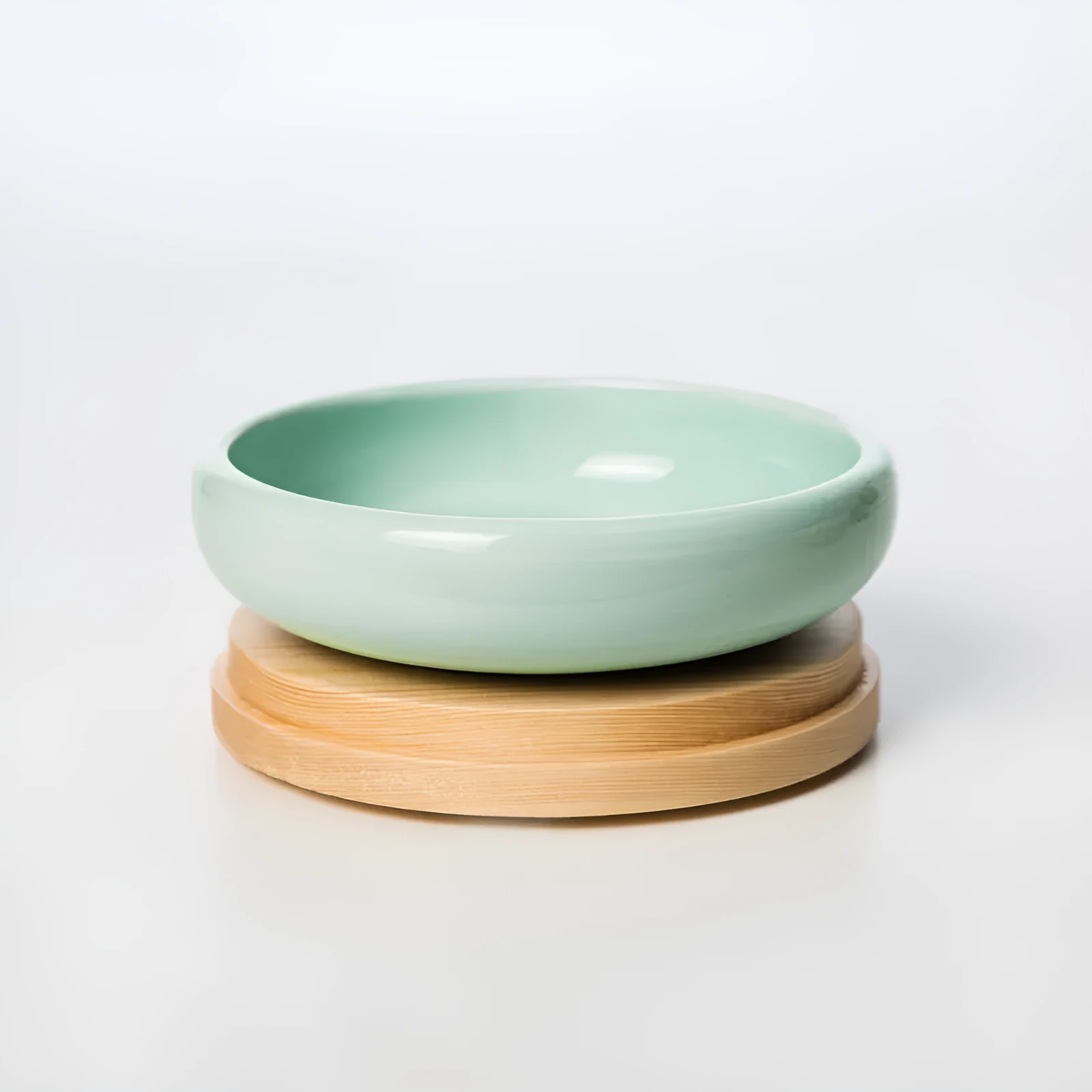 Solid wood cat dining table with pine frame and ceramic bowl, 350ml capacity, raised feeding station