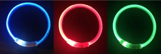 USB rechargeable LED dog collar with three flash modes for small and large dogs