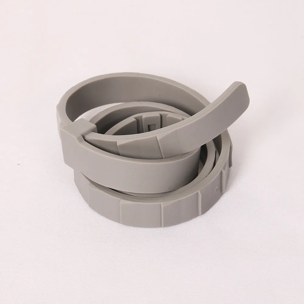 Adjustable grey flea and tick collar for dogs on a white background, 62cm size