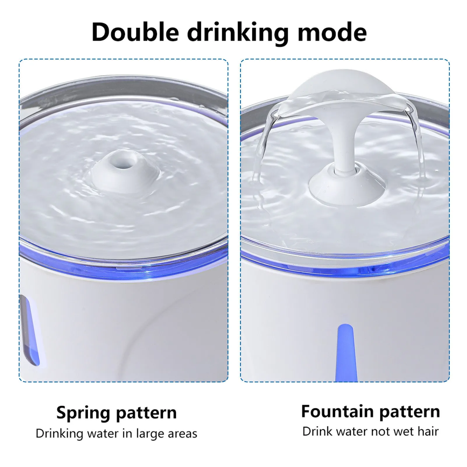Automatic 2.5L pet water fountain for cats and dogs with LED light and USB pump