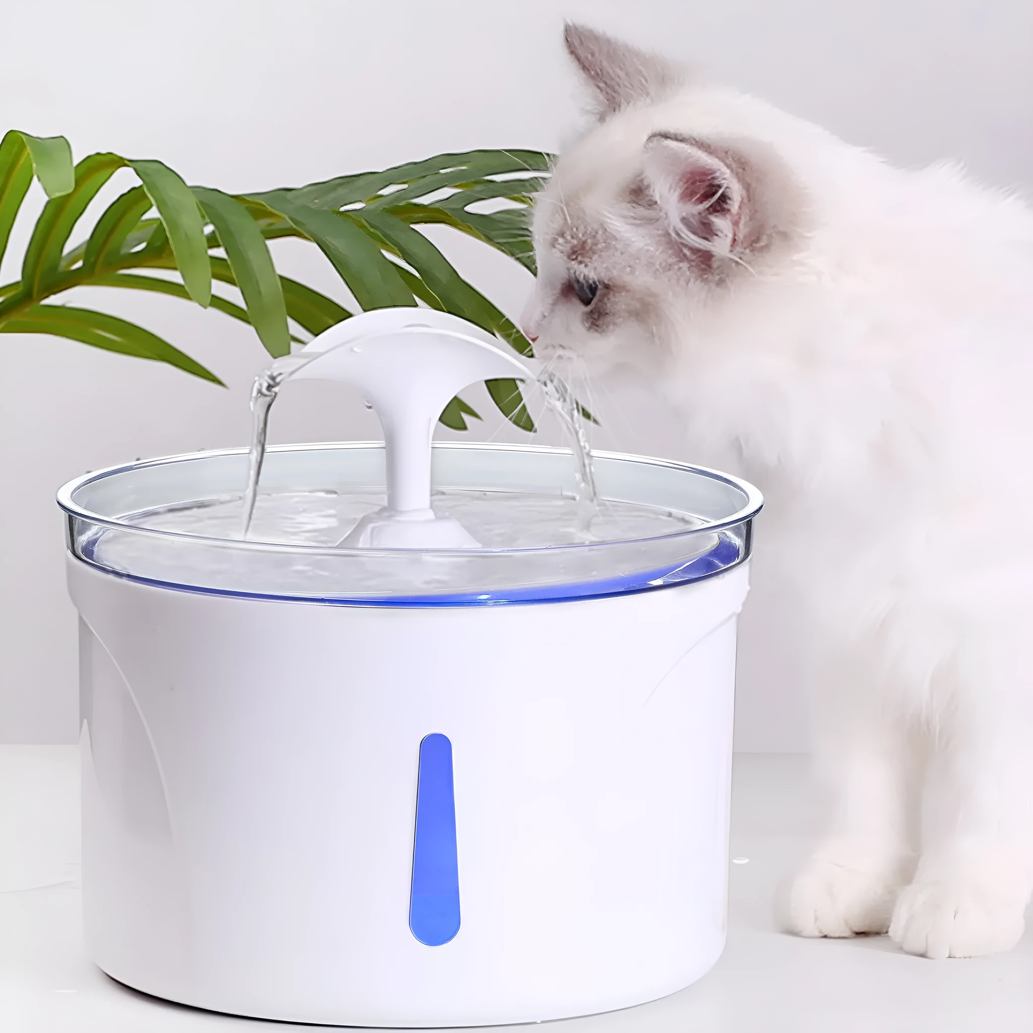 Automatic 2.5L pet water fountain for cats and dogs with LED light and USB pump