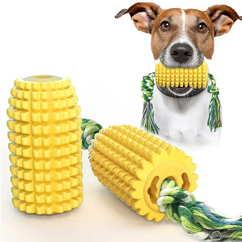 Dog corn molar stick chew toy with suction cup base in plastic, 111x56mm, 120g, green and yellow style