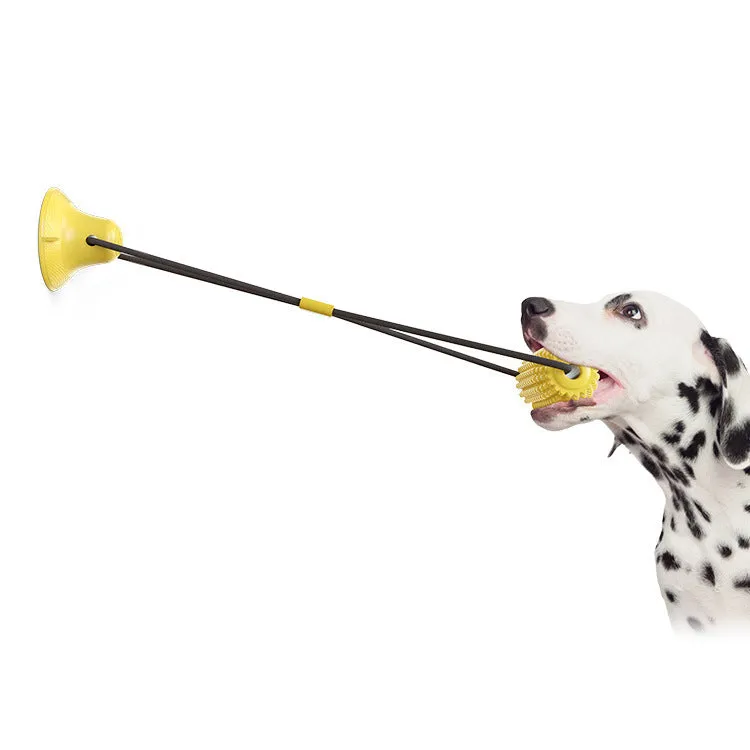 Dog corn molar stick chew toy with suction cup base in plastic, 111x56mm, 120g, green and yellow style